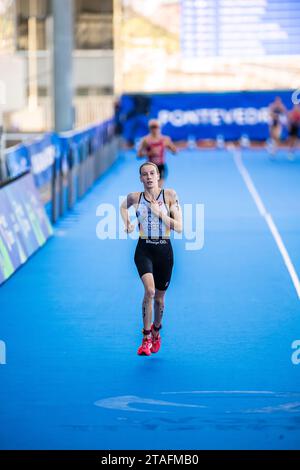 Annika Koch nahm an der Triathlon-Weltmeisterschaft 2023 in Pontevedra Teil. Stockfoto