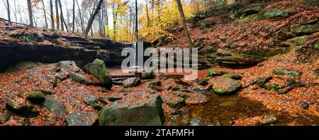 Blick auf die Dundee Falls im Herbst, Beach City Wilderness Area, Ohio Stockfoto