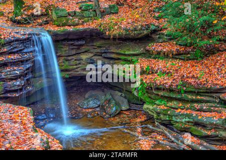 Blick auf die Dundee Falls im Herbst, Beach City Wilderness Area, Ohio Stockfoto