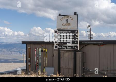 Jackson Hole, Wyoming – 13. September 2023: Corbet’s Cabin Waffle House hatte Waffeln, Kaffee und heiße Schokolade auf Bestellung in der Kabine Stockfoto