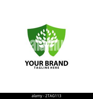 Grüner Pflanzenschutz Logo-Design-Vektor Stock Vektor