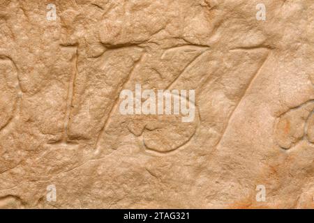 Spanische Inschrift entlang Inschrift Rock Trail, El Morro National Monument, New Mexico Stockfoto