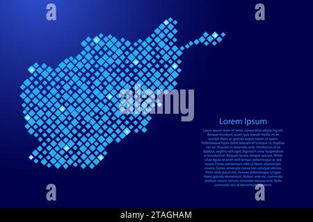 Afghanistan-Karte aus blauen Rauten unterschiedlicher Größe und leuchtendem Sternenraster. Vektorabbildung. Stock Vektor