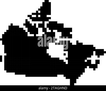Kanadas Kartensilhouette aus schwarzen quadratischen Pixeln. Vektorabbildung. Stock Vektor