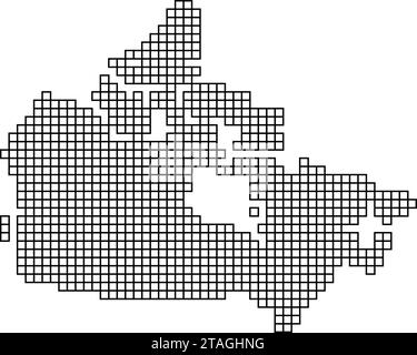 Kanadas Kartensilhouette aus schwarzen Mosaikstrukturen von Quadraten. Vektorabbildung. Stock Vektor