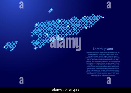 Ost-Timor-Karte mit blauen Rautenmustern unterschiedlicher Größe und leuchtendem Sternenraster. Vektorabbildung. Stock Vektor
