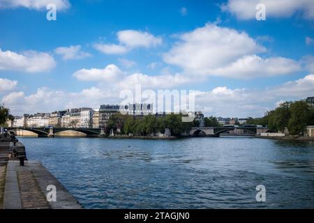 Ile Saint-Louis - Insel Saint Louis - Blick vom seine-Ufer in Paris, Frankreich Stockfoto