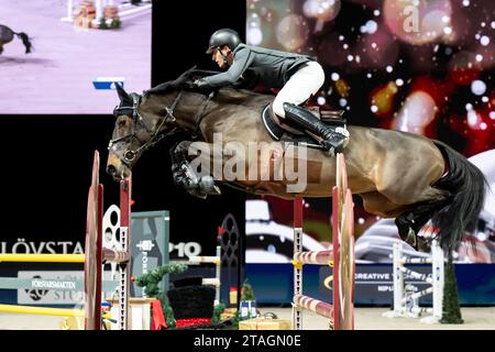 Solna, Stockholm, Schweden. November 2023 30. BEL Nicola Philippaerts mit dem Pferd Klaartje während der Sweden International Horse Show Int. Begrüßungswettbewerb in der Friends Arena am 30. November in Stockholm (Foto: © Johan Dali/ZUMA Press Wire) NUR REDAKTIONELLE VERWENDUNG! Nicht für kommerzielle ZWECKE! Stockfoto