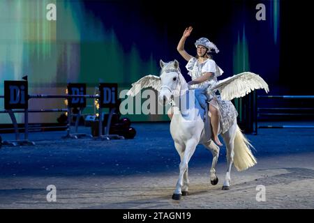 Solna, Stockholm, Schweden. November 2023 30. Pegasus während der Schweden International Horse Show in Friends Arena am 30. November in Solna (Foto: © Johan Dali/ZUMA Press Wire) NUR REDAKTIONELLE VERWENDUNG! Nicht für kommerzielle ZWECKE! Stockfoto