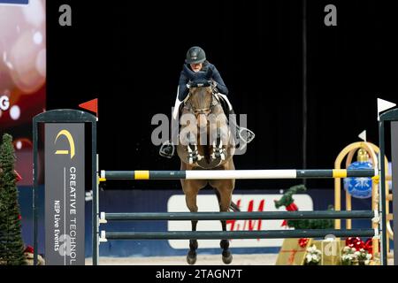 Solna, Stockholm, Schweden. November 2023 30. SWE Petronella Andersson mit dem Pferd Odina Van Klapscheut während der Swedish International Horse Show Int. Begrüßungswettbewerb in der Friends Arena am 30. November in Stockholm (Foto: © Johan Dali/ZUMA Press Wire) NUR REDAKTIONELLE VERWENDUNG! Nicht für kommerzielle ZWECKE! Stockfoto