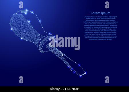 Schraubendreher mit geradem Gesicht, manuelles Montagewerkzeug, aus futuristischen polygonalen blauen Linien und leuchtenden Sternen für Banner, Poster, Grußkarte. Niedriger Poly Co Stock Vektor