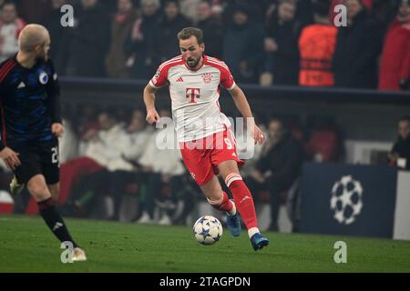 München, Deutschland. November 2023. Fussball; Spieltag 05; Spieltag 05; Gruppenphase; Gruppenphase; Gruppe A, Gruppe A; UEFA Champions League; Saison 2023/2024; Saison 2023/2024; Bayern München gegen den FC Kopenhagen am 29.11.2023 in München. UBz: 09 Harry Kane, Bayern München. Quelle: dpa/Alamy Live News Stockfoto