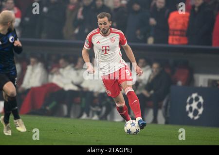 München, Deutschland. November 2023. Fussball; Spieltag 05; Spieltag 05; Gruppenphase; Gruppenphase; Gruppe A, Gruppe A; UEFA Champions League; Saison 2023/2024; Saison 2023/2024; Bayern München gegen den FC Kopenhagen am 29.11.2023 in München. UBz: 09 Harry Kane, Bayern München. Quelle: dpa/Alamy Live News Stockfoto