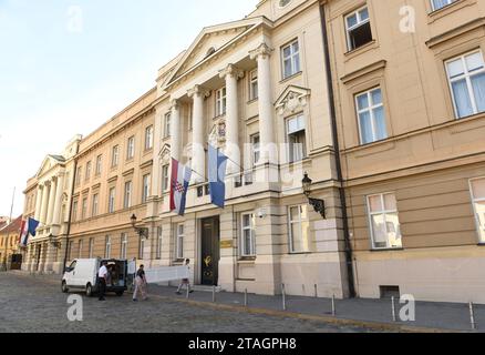 Zagreb, Kroatien - 18. August 2017: Das kroatische Parlamentsgebäude (Hrvatski Sabor) in Zagreb. Stockfoto