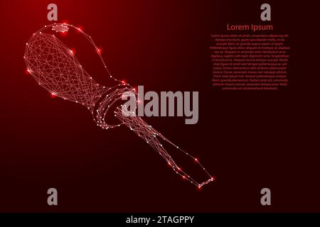 Schraubendreher mit geradem Gesicht, manuelles Montagewerkzeug, aus futuristischen polygonalen roten Linien und leuchtenden Sternen für Banner, Poster, Grußkarte. Niedriger Poly-Anschluss Stock Vektor