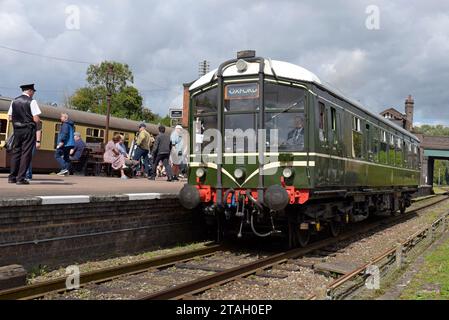 Derby Lightweight Diesel-Triebwagen 79900 in Quorn Station, Great Central Heritage Railway, Leics, August 2023 Stockfoto