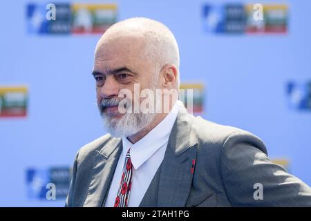 VILNIUS, LITAUEN. Juli 2023. EDI Rama, Premierminister Albaniens, vor der Haustür des NATO-GIPFELS 2023. Vilnius, Litauen. Stockfoto