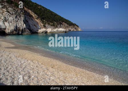 Panorama della spiaggia di Myrtos a Cefalonia Stockfoto