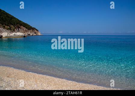 Panorama della spiaggia di Myrtos a Cefalonia Stockfoto