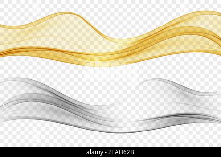 Goldene und silberne Welle. Abstrakter Vektorwellenstrom. Stock Vektor