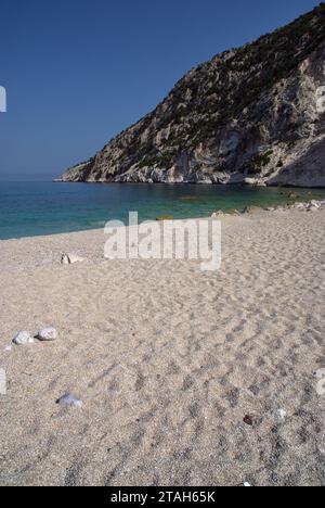 Panorama della spiaggia di Myrtos a Cefalonia Stockfoto