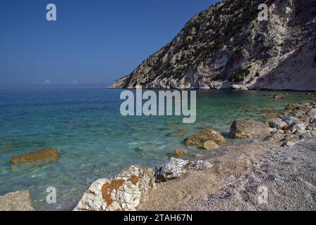 Panorama della spiaggia di Myrtos a Cefalonia Stockfoto