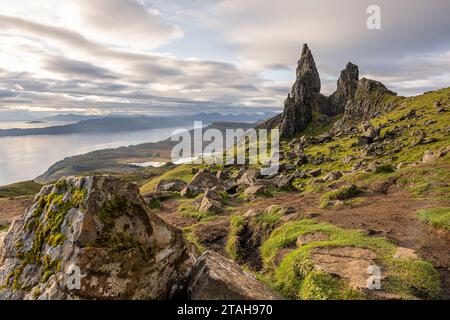 Eine Luftaufnahme von Storr Hill auf der Isle of Skye in Schottland Stockfoto