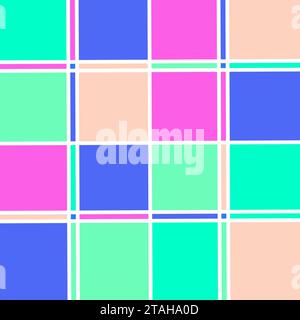 Gingham Check-Vektormuster in leuchtenden, satten Farben. Handgezeichnete kreuzte Streifen. Geometrischer Hintergrund mit Schachzug. Cottage Stock Vektor