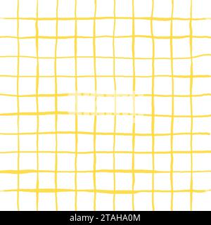 Gingham-Karo-Vektormuster Mit Kritzeleien. Vertikale und horizontale, von Hand gezeichnete, kreuzende Streifen. Geometrischer Hintergrund mit Schachzug. Cottagecore Stock Vektor