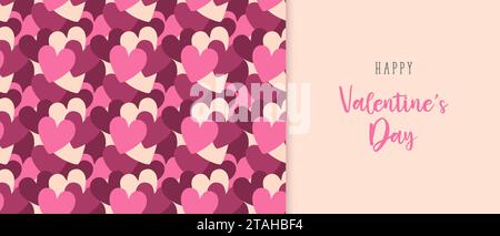 Happy Valentines Day Bannermuster mit Herzen. Einrichtung für Valentinstag, Hochzeiten. Vektorabbildung Stock Vektor