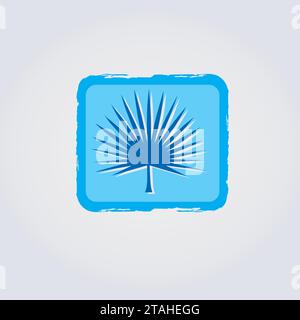 Palmensymbol-Logo-Design mit Rahmen – Natur, blaue Farben Stock Vektor