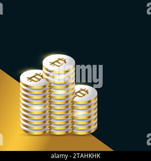 Illustration von Silber- und Gold-Bitcoin-Münzen Stock Vektor