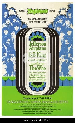 Jefferson Flugzeugflyer-Meisterleistung. B. King, The Who - Tanglewood Handbill (Bill Graham Presents, 1968) Handbill Stockfoto