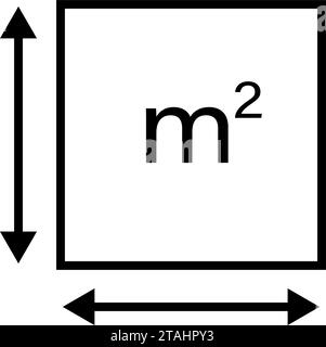 M2-Quadratmetersymbol mit Pfeilen Stock Vektor