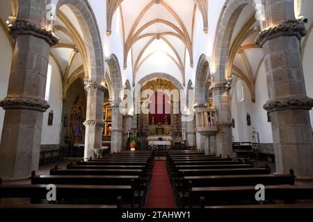 Viana do Alentejo, Igreja de Nossa Senhora da Anunciacao (manueline-Stil) im Schloss. Evora, Alentejo, Portugal. Stockfoto