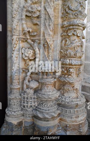 Viana do Alentejo, Igreja de Nossa Senhora da Anunciacao Portal Detail (manueline-Stil). Evora, Alentejo, Portugal. Stockfoto