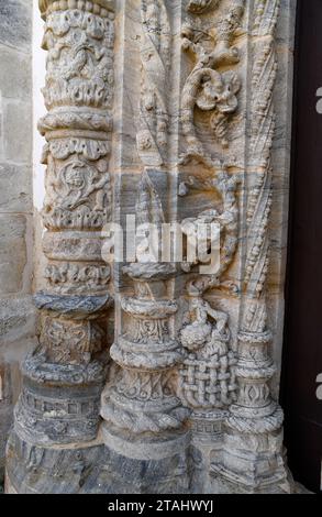 Viana do Alentejo, Igreja de Nossa Senhora da Anunciacao Portal Detail (manueline-Stil). Evora, Alentejo, Portugal. Stockfoto