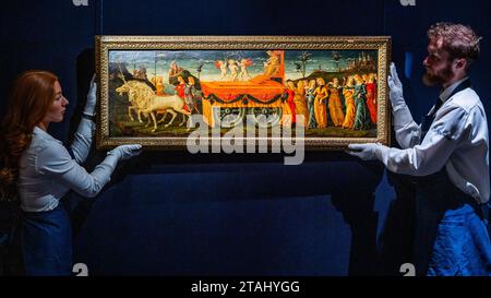 London, Großbritannien. Dezember 2023. Liberale da Verona, der Triumph der Keuschheit, Schätzung 800.000 - 1.200.000 GBP - Eine Vorschau der Verkäufe der Old Masters bei Sotheby's London. Guy Bell/Alamy Live News Stockfoto