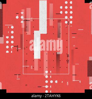 Roter abstrakter Hintergrund mit rot leuchtenden geometrischen Linien. Modernes, glänzend blaues, diagonales, abgerundetes Linienmuster. Futuristisches Technologiekonzept. Anzug für po Stockfoto