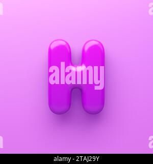 3D Lila Buchstabe H mit glänzender Oberfläche auf lila Hintergrund . Stock Vektor