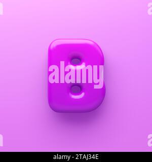 3D Lila Buchstabe B mit glänzender Oberfläche auf violettem Hintergrund. Stock Vektor