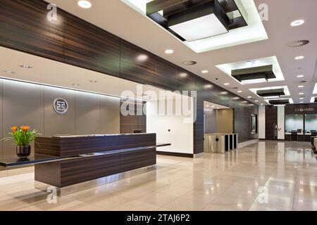 Inneneinrichtung der Industrial and Commercial Bank of China (ICBC) in London, Großbritannien. Stockfoto