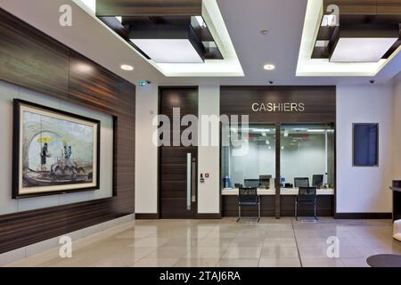 Inneneinrichtung der Industrial and Commercial Bank of China (ICBC) in London, Großbritannien. Stockfoto