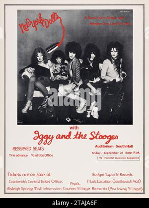 New York Dolls, Iggy & The Stooges 1973 Memphis, TN – Vintage Rock Concert Poster Stockfoto