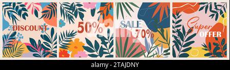 Satz kommerzieller Social-Media-Banner zum Verkauf. Stock Vektor