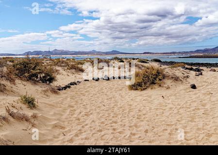 Vulkanlandschaft von Islote de Lobos. Insel Lobos - Fuerteventura, Kanarische Inseln, Spanien - 24.09.2023 Stockfoto