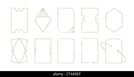 Modernes, minimalistisches Bohemian-Rahmenset. Bogen im Y2K-Stil, geometrische Formen. Stock Vektor