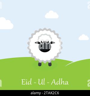 Muslimische Gemeinde-Opferfest Eid-UL-Adha mubarak Grußkarte mit Schafen Stock Vektor
