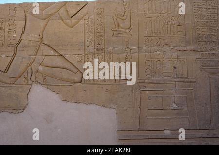 "Die Geheimnisse des alten Ägyptens durch komplizierte Hieroglyphen zu entschlüsseln." Stockfoto