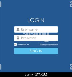Anmelde-Benutzeroberfläche. Fenster "Webelement-Vorlage anmelden". Für Website, Mobilgerät, Computer, Anwendung usw. Vektorabbildung Stock Vektor